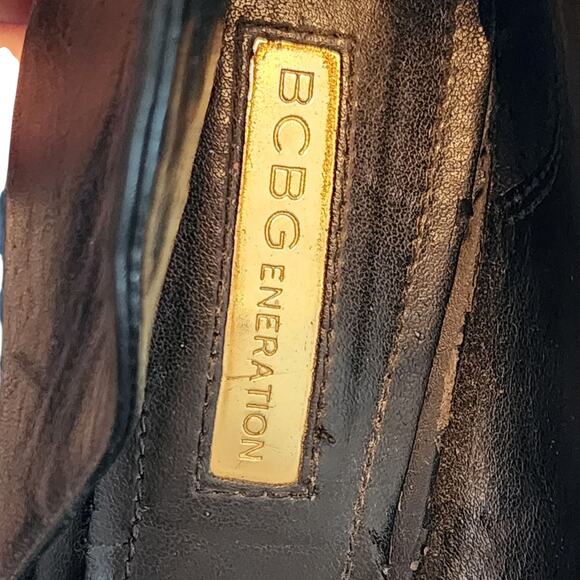 BDBGeneration Pump sz 6 Women‎ Conrad Stilleto Heel Black Leather Gold Zipper 4" - Picture 11 of 12